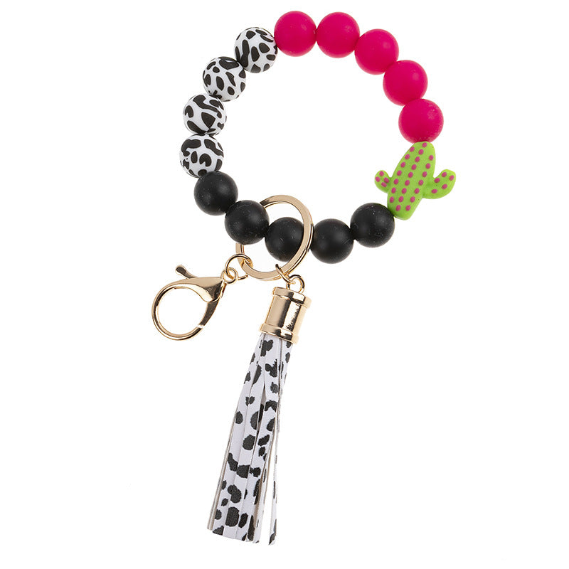 Wholesale Silicone Beaded Bracelet Keychain